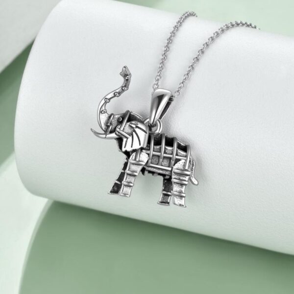 Sterling Silver Oxidized Elephant Pendant Necklace for Women and Men - Image 2