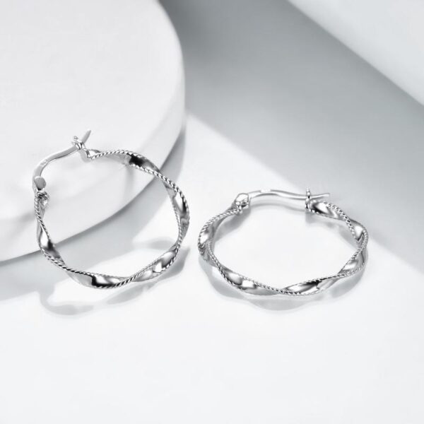 Circle Endless Hoop Earrings Twist Jewelry Gifts 30MM Hypoallergenic - Image 2