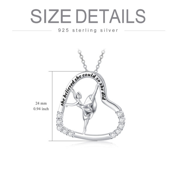 925 Sterling Silver Heart Ballerina Dancer Ballet Dance Pendant Necklace Dance Jewelry Gifts for Women - Image 3