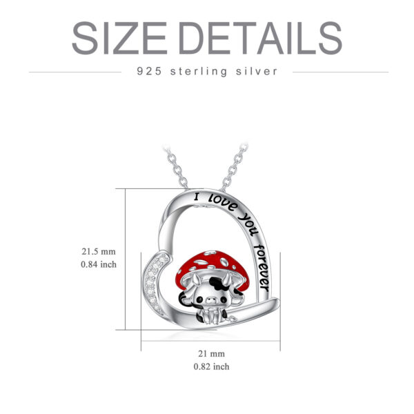 Cow Necklace 925 Sterling Silver Mushroom Cow Pendant Cute Animal Jewelry for Women Girls - Image 3