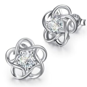 Sterling Silver Women’s  Flower Stud Earrings Jewelry