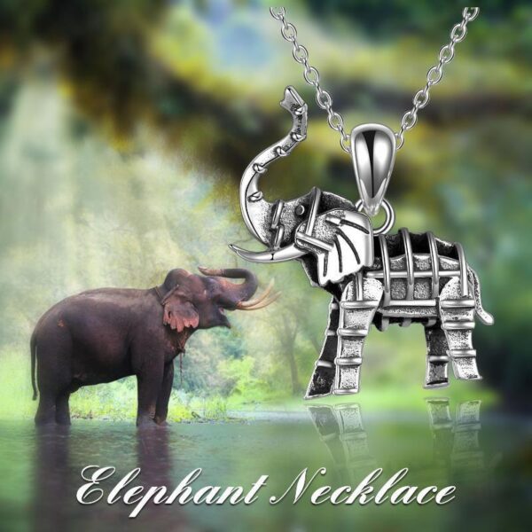 Sterling Silver Oxidized Elephant Pendant Necklace for Women and Men - Image 6