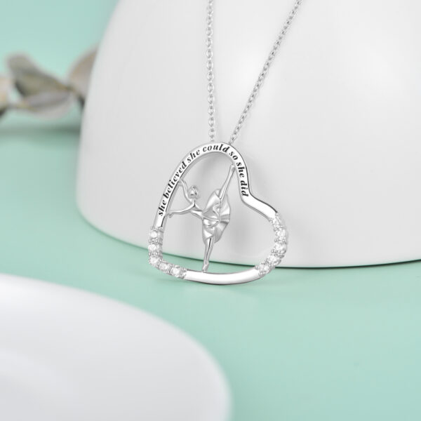 925 Sterling Silver Heart Ballerina Dancer Ballet Dance Pendant Necklace Dance Jewelry Gifts for Women - Image 2