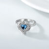 925 Sterling Silver Angel Wing Heart Cremation Urn Holds Loved Ones Ashes Ring - Image 3