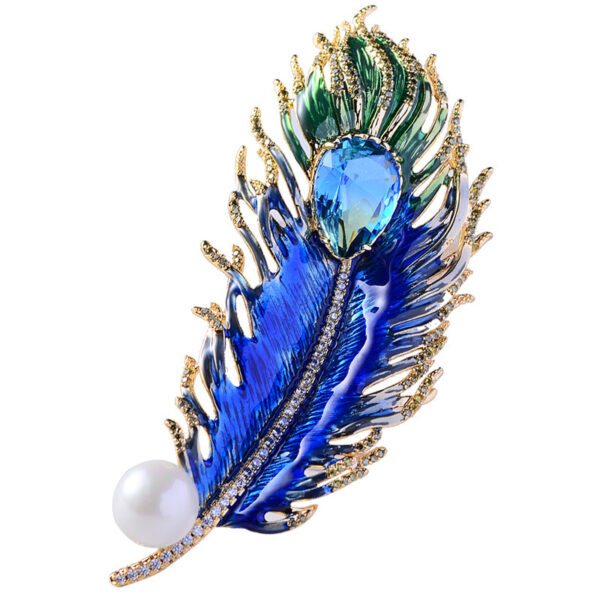 Malachite Green Drop Oil Feather Brooch Clothing Accessories