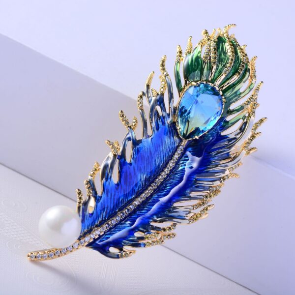 Malachite Green Drop Oil Feather Brooch Clothing Accessories - Image 3