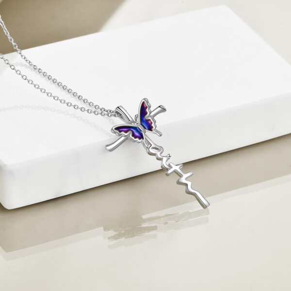 Sterling Silver Butterfly Cross Necklace Jewlery Gifts for Women - Image 3