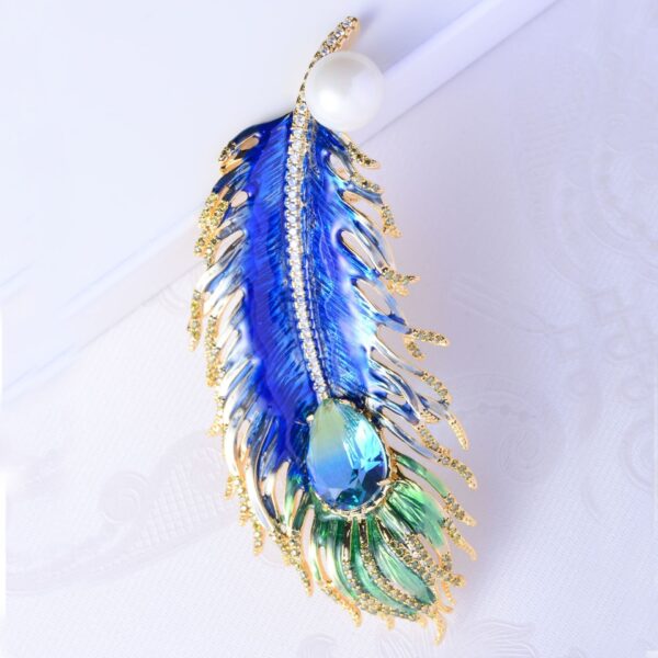 Malachite Green Drop Oil Feather Brooch Clothing Accessories - Image 2