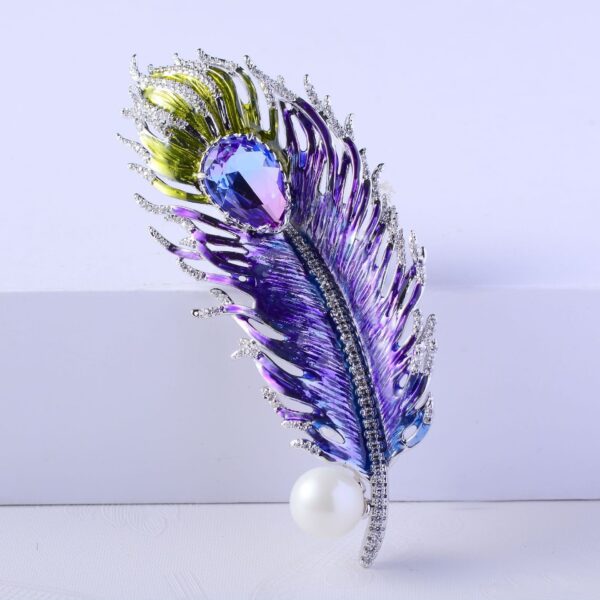 Malachite Green Drop Oil Feather Brooch Clothing Accessories - Image 5