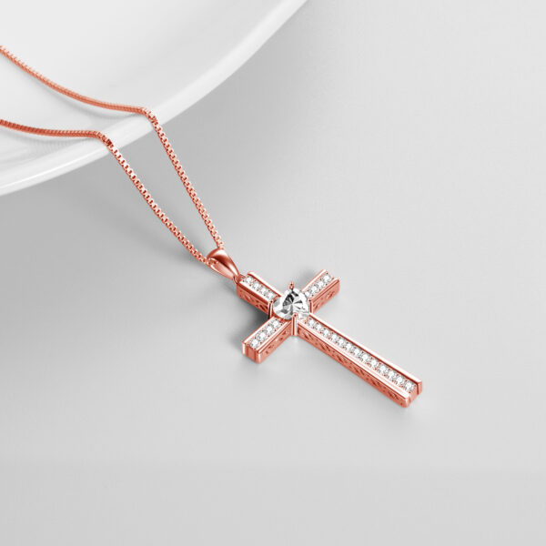 Birthstone Rose Gold Plated Cross Necklace for Women Jewelry Gifts - Image 2