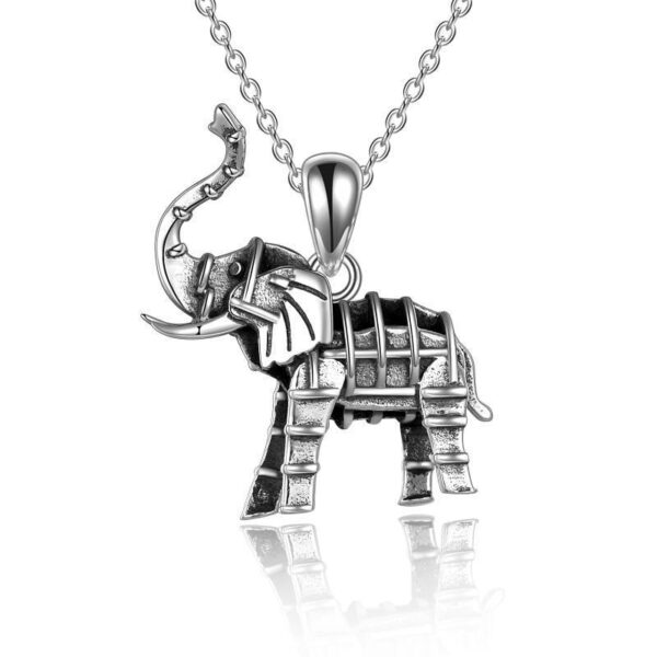 Sterling Silver Oxidized Elephant Pendant Necklace for Women and Men