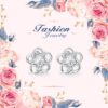Sterling Silver Women's  Flower Stud Earrings Jewelry - Image 3