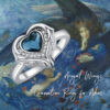 925 Sterling Silver Angel Wing Heart Cremation Urn Holds Loved Ones Ashes Ring - Image 7