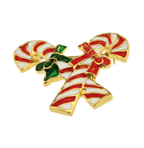 Christmas Candy Dripping Butterfly Velvet Double Crutch Brooch - Image 4