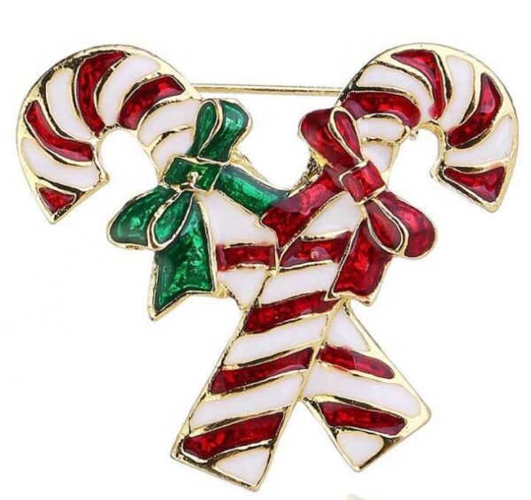 Christmas Candy Dripping Butterfly Velvet Double Crutch Brooch - Image 3