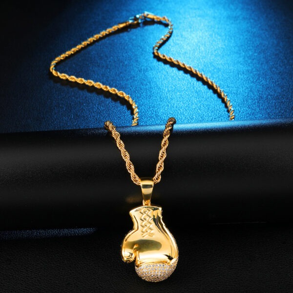 Zircon gold boxing gloves Pendant Necklace - Image 3