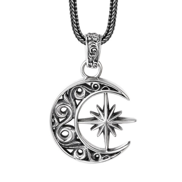 925 Sterling Silver Moon Asterism Necklace Pendant