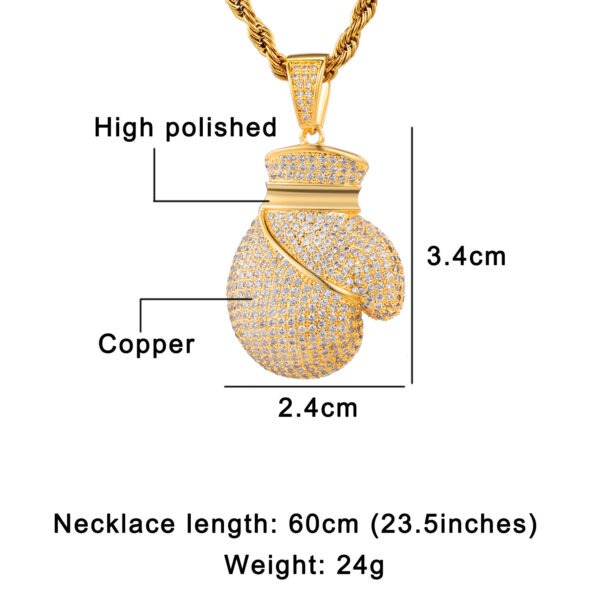 Zircon gold boxing gloves Pendant Necklace - Image 2