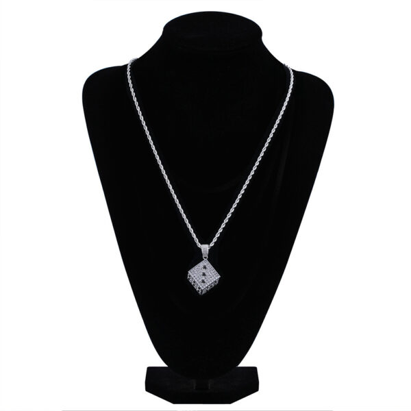 Black and white double color dice zircon pendant - Image 4