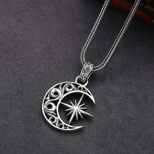 925 Sterling Silver Moon Asterism Necklace Pendant - Image 2