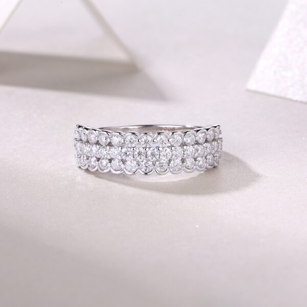 Multi-row Diamond Ring Luxury Fashion Set Moissanite Silver Ring - Image 2