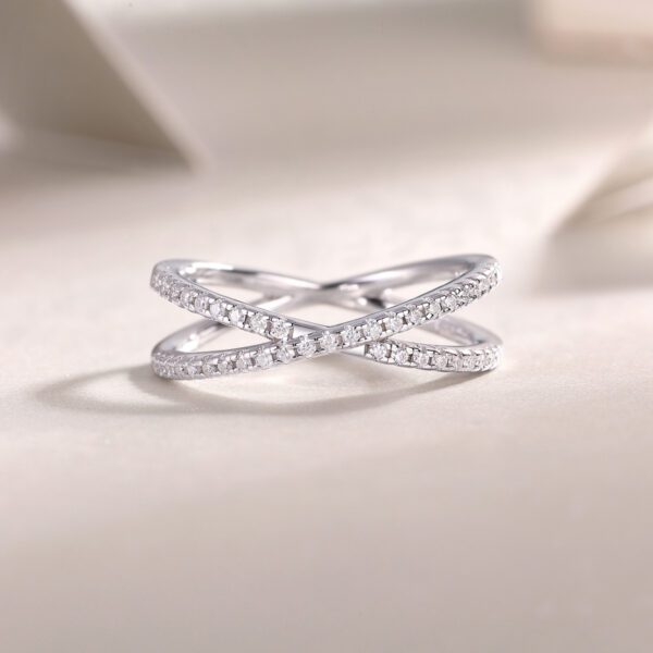 Double Band Diamond Ring Luxury Fashion Set Moissanite Silver Ring - Image 4