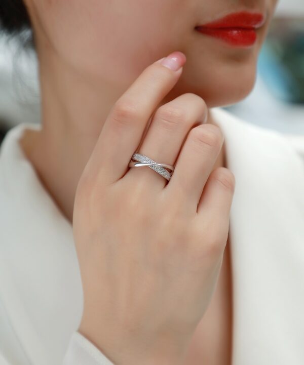 Wrap Around The Diamond Ring Luxury Fashion Set Moissanite Silver Ring - Image 7