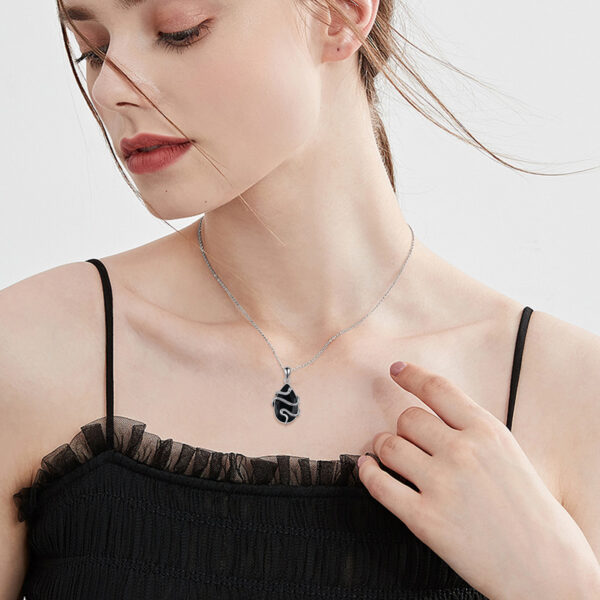 Sterling Silver Black Obsidian Tourmaline Crystal Snake Necklace Jewelry as Gifts - Image 7