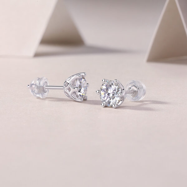 Freehand Flower Luxury Fashion Diamond Earrings Stud Inlaid With Mosan Diamond Silver Jewelry - Image 2