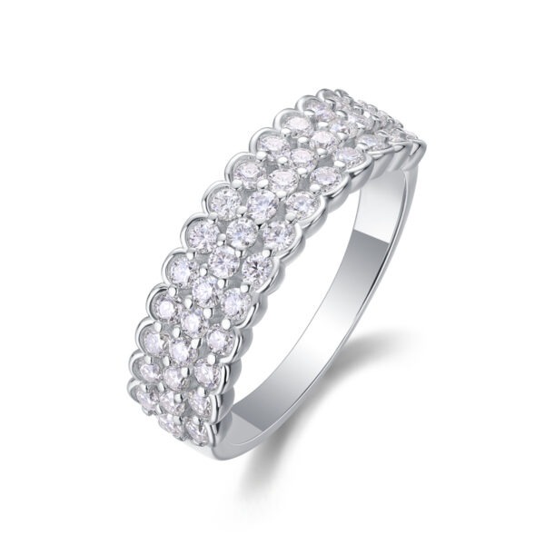 Multi-row Diamond Ring Luxury Fashion Set Moissanite Silver Ring - Image 6