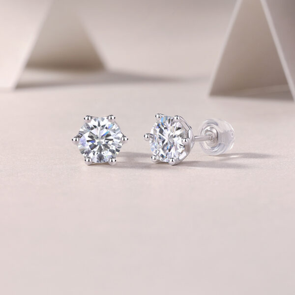 Freehand Flower Luxury Fashion Diamond Earrings Stud Inlaid With Mosan Diamond Silver Jewelry - Image 3