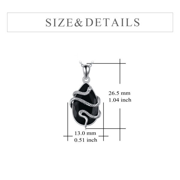 Sterling Silver Black Obsidian Tourmaline Crystal Snake Necklace Jewelry as Gifts - Image 2
