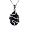 Sterling Silver Black Obsidian Tourmaline Crystal Snake Necklace Jewelry as Gifts - Image 3