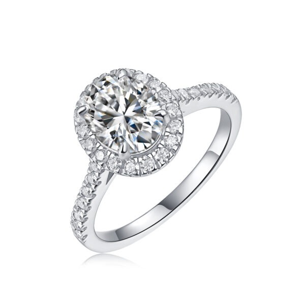 Audrey Large Diamond Ring Luxury Fashion Set Moissanite Silver Ring - Image 3