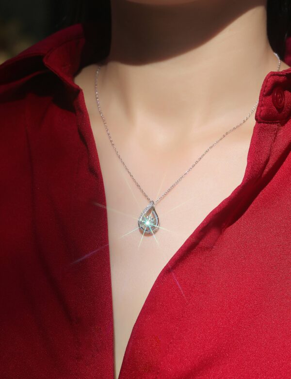 Smart Drop Luxury Fashion Diamond Pendant Necklace Set With Mosan Diamond Silver Ornaments - Image 3