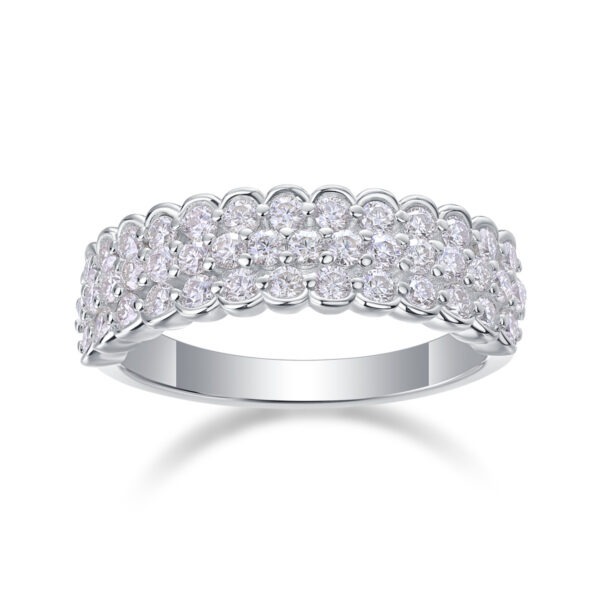 Multi-row Diamond Ring Luxury Fashion Set Moissanite Silver Ring - Image 5