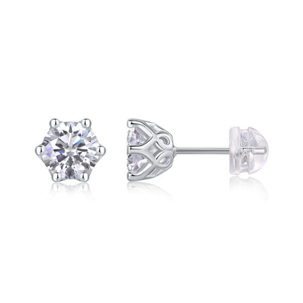 Freehand Flower Luxury Fashion Diamond Earrings Stud Inlaid With Mosan Diamond Silver Jewelry - Image 4