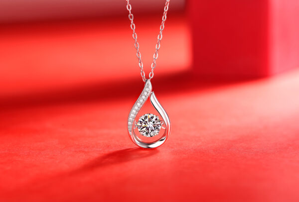 Smart Drop Luxury Fashion Diamond Pendant Necklace Set With Mosan Diamond Silver Ornaments - Image 5