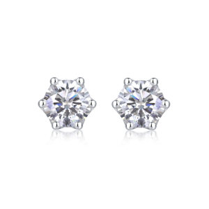 Freehand Flower Luxury Fashion Diamond Earrings Stud Inlaid With Mosan Diamond Silver Jewelry
