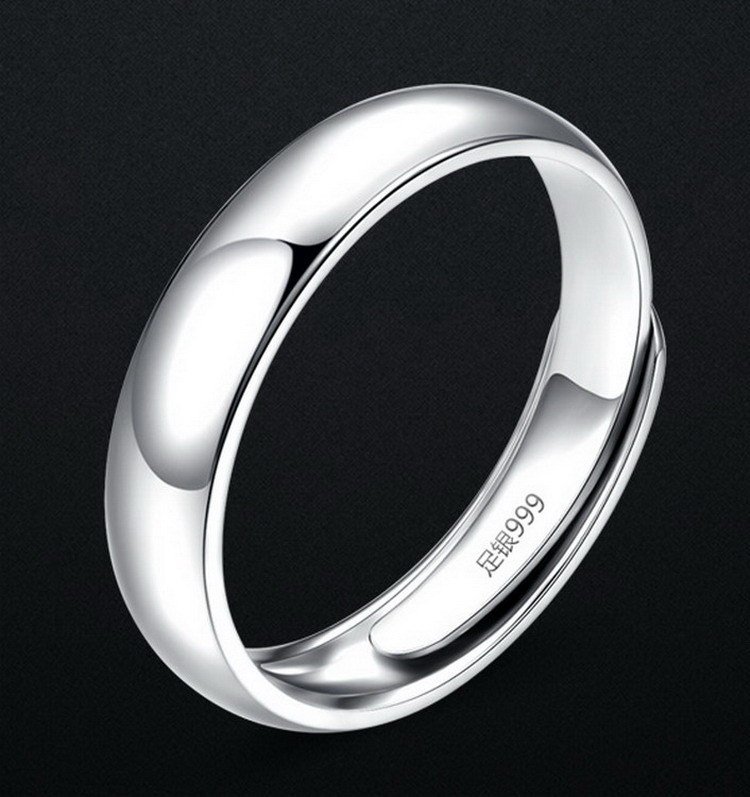 Glossy Ring Simple Men's Silver Ring - Image 2