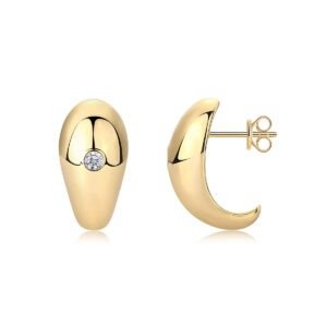 S925 Sterling Silver 0.1ct D Color VVS1 Moissanite Teardrop Earrings 7g Gold Plated Etched Groove GRA Certified Gift Box