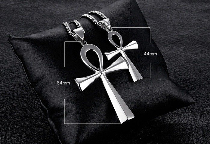 Cross-border e-commerce goods source, European and American glossy stainless steel ancient Egyptian Cross man Necklace Amulet Pendant - Image 2