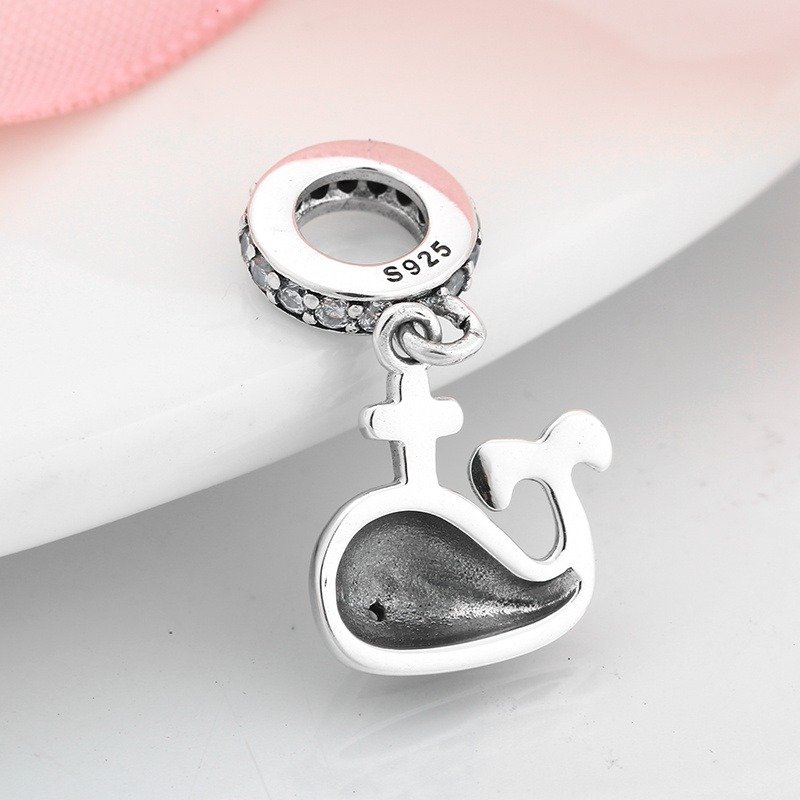 S925 Sterling Silver Whale Dangle Charm Blue Enamel Ocean Pendant Bead For DIY Charm Bracelet Necklace Jewelry Making Gift - Image 3