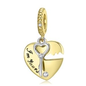 S925 Sterling Silver Heart Lock And Key Dangle Charm Romantic Love Pendant Bead For DIY Charm Bracelet Necklace Jewelry Gift
