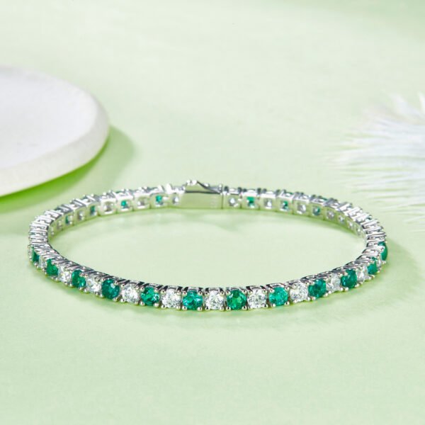 07cdb5c3-d72d-4012-9bc3-b107f5e74031.jpeg S925 Sterling Silver 3x3mm Lab-Grown Gemstone Tennis Bracelet 16.5cm 8.6g Platinum Plated
