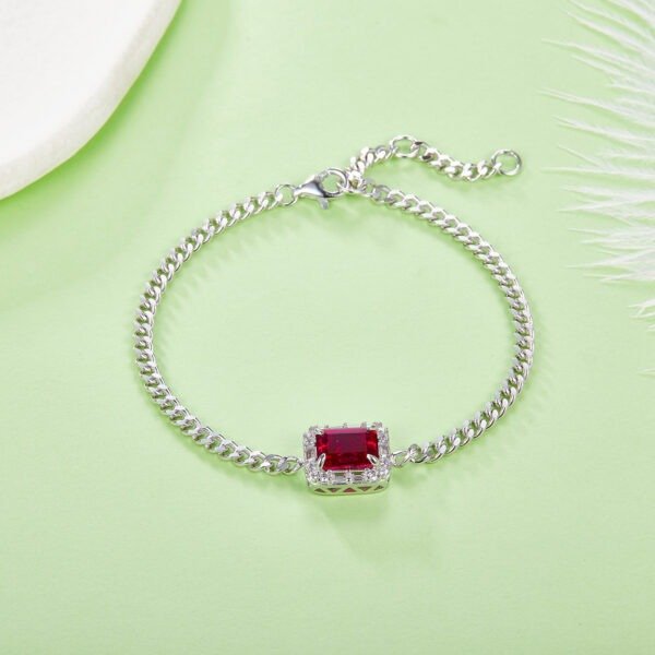 S925 Sterling Silver Lab-Grown Ruby Bracelet