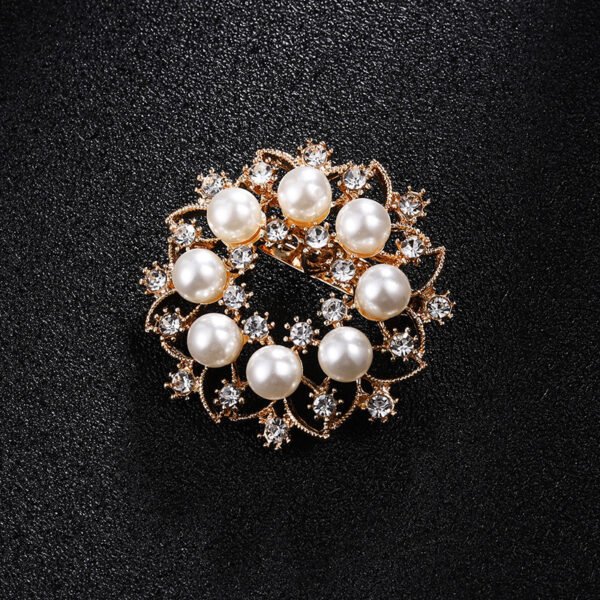 Rhinestone-encrusted Pearl Brooch