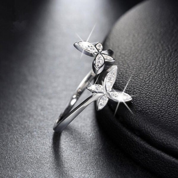 10039458515307.jpg Fashion 925 Silver Adjustable RING Sterling Silver Ring with Flower Design Cubic Zirconia Austrian Women