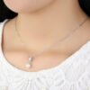 925 Sterling Silver Simulated Pearl Long Chain Necklace Pendant