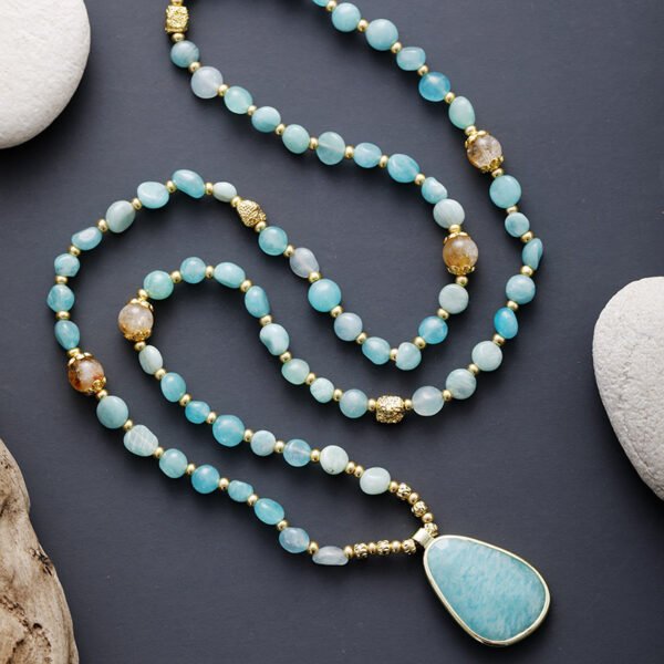 Natural Stone Bohemian Pendant Necklace